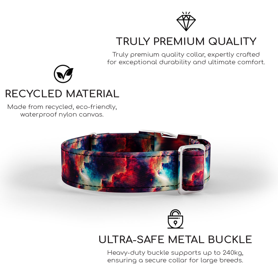 Space Nebula Maroon Personalized Dog Collar