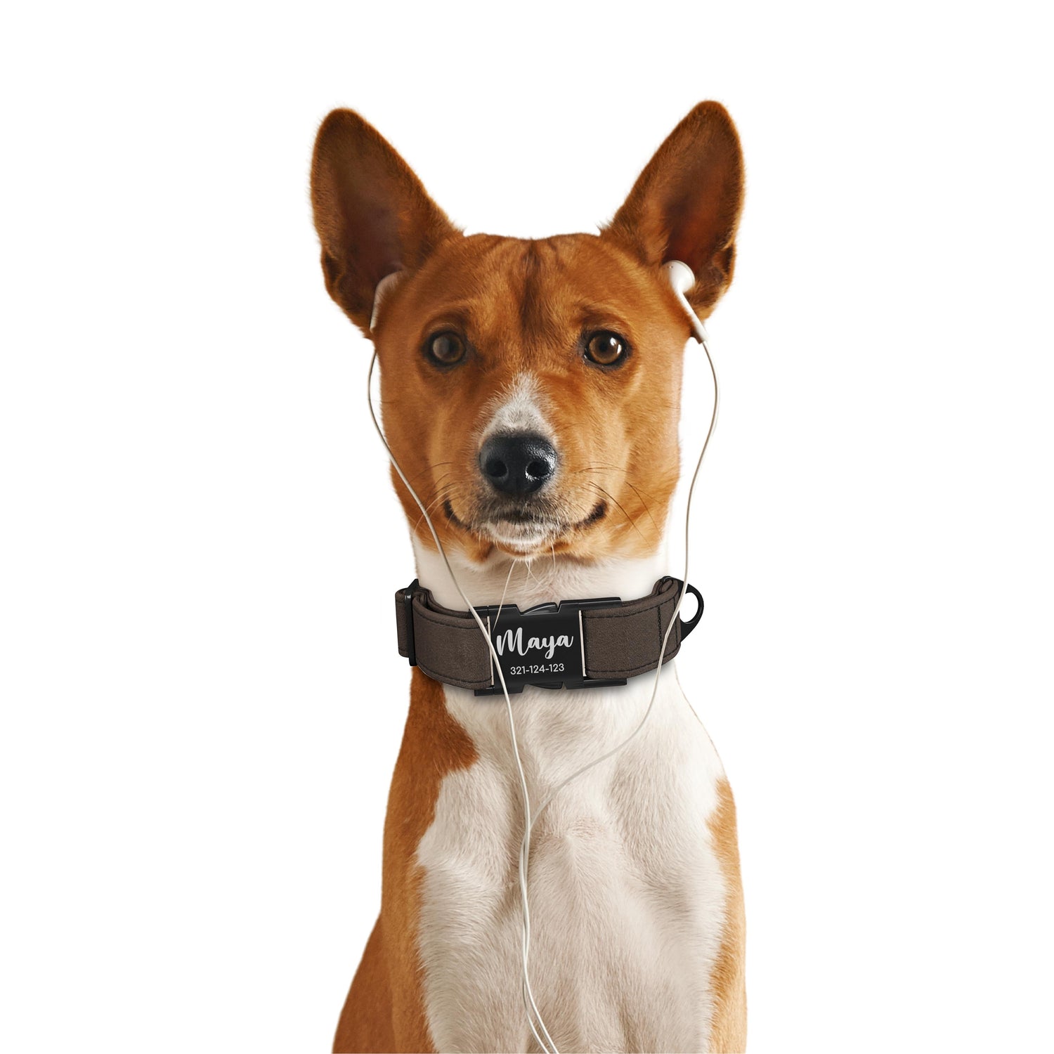 Samt-Look Sattel personalisiertes Hundehalsband