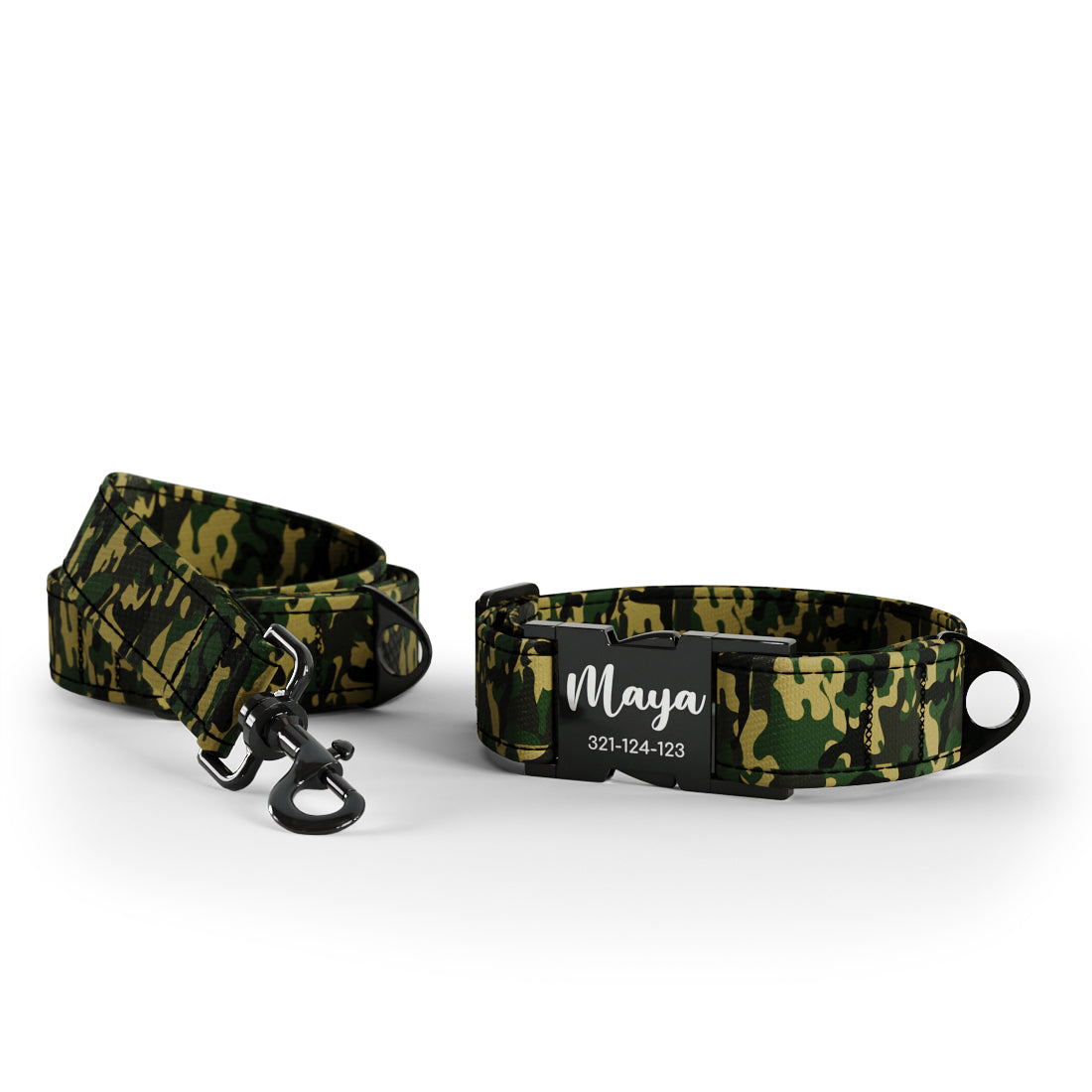 Personalisiertes Hundehalsband mit Camoflage-Cadmium-Motiv