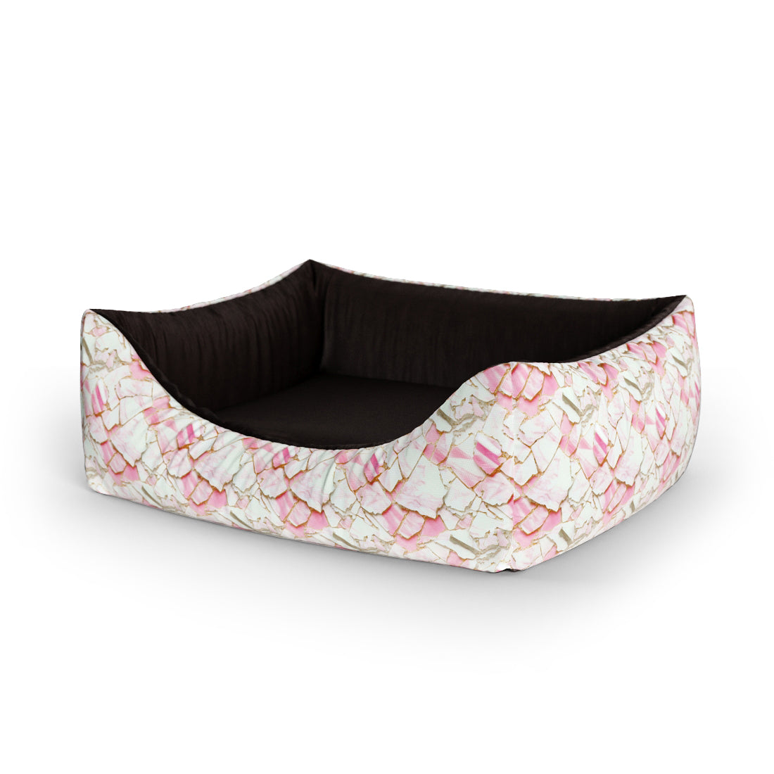 Pink Marble Mangolia Personalized Lounge Dog Bed With Entrance