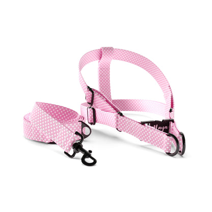 Sweat Polka Dots Charm Personalized Dog Fashion Belt Harness And Leash Set