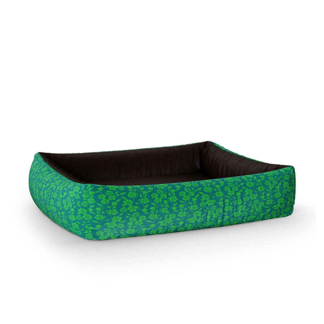 Minimalist Flowers Hunter Personalized Lounge Dog Bed With Sides