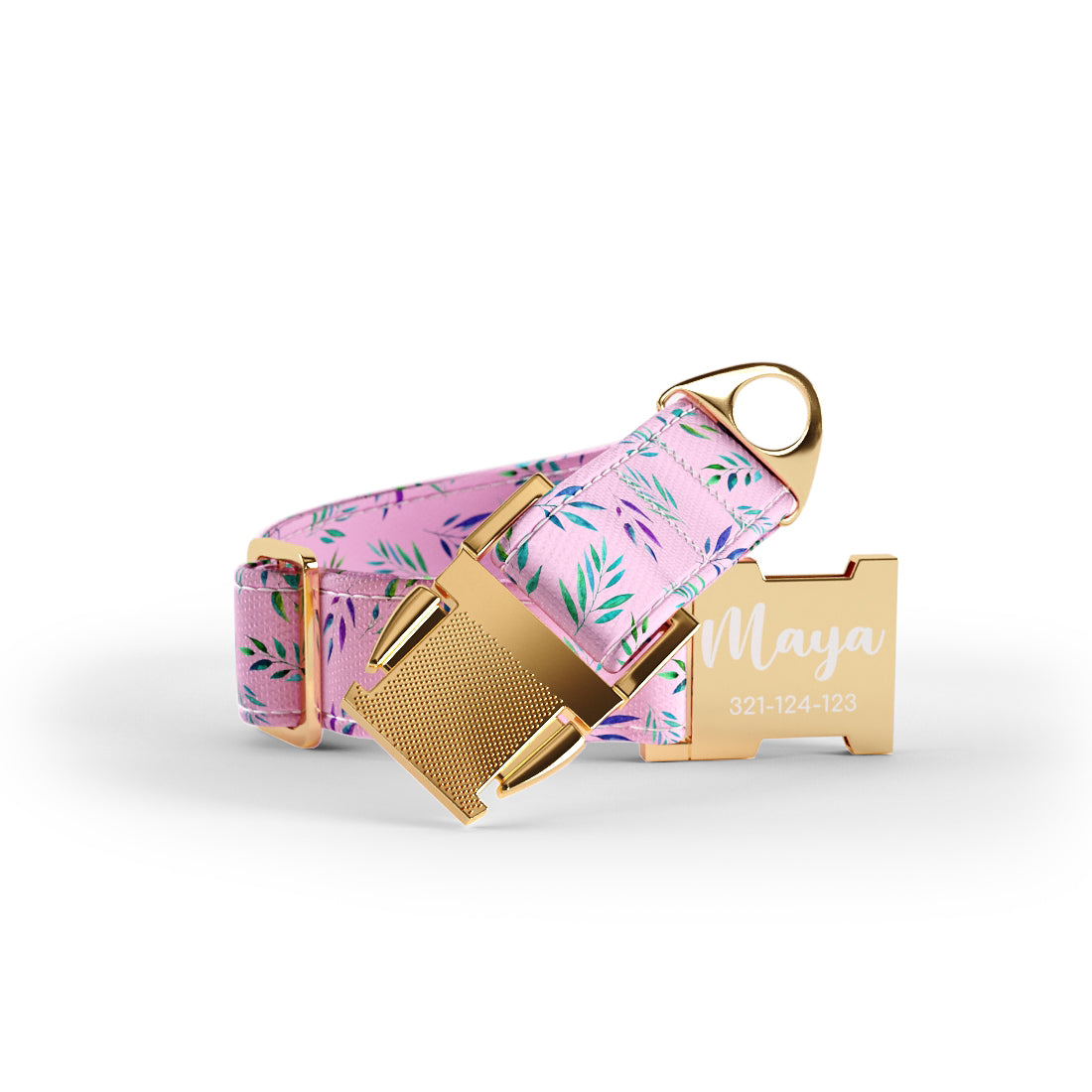 Personalisiertes Hundehalsband mit tropischem Blumen-Charm