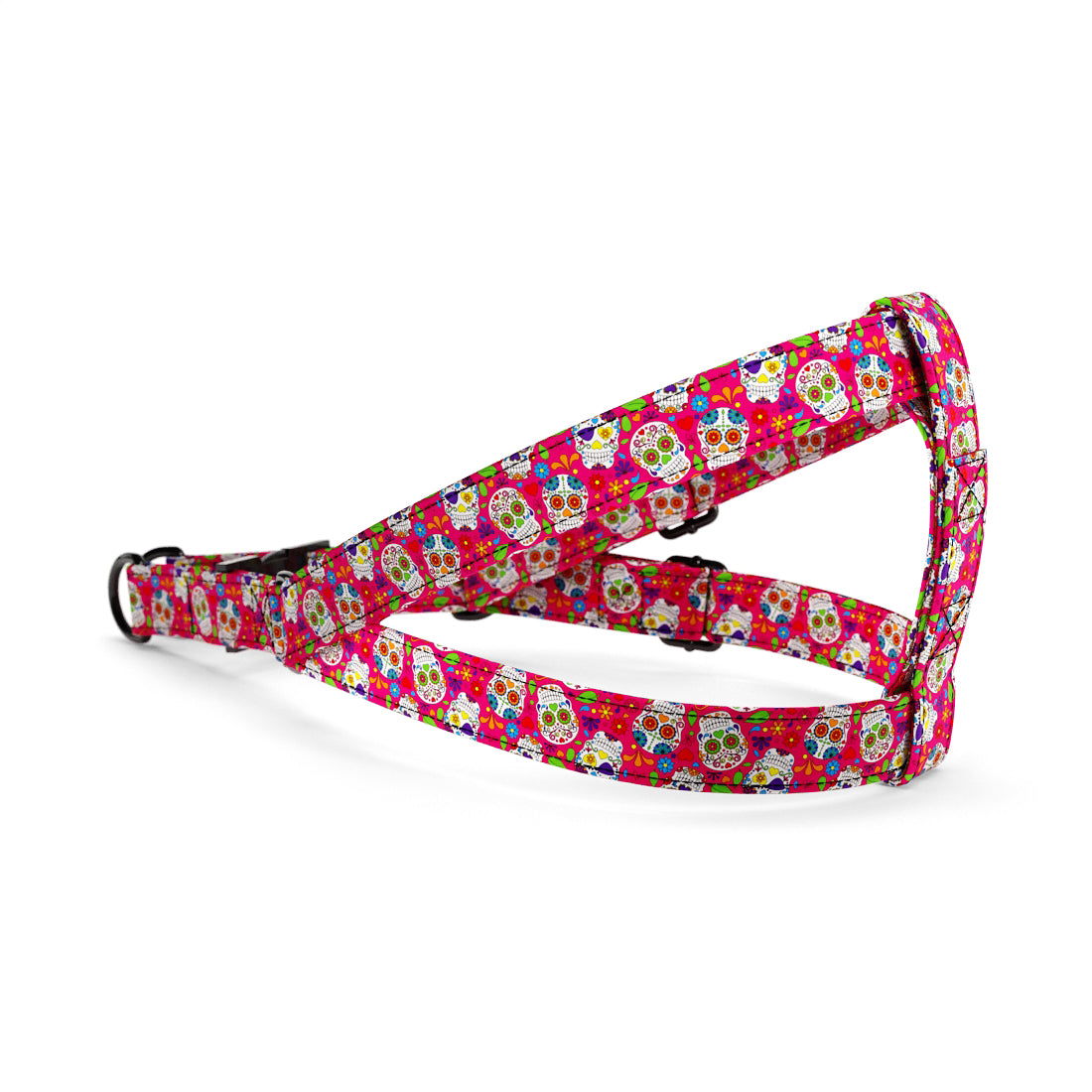 Mexico Skulls Cerise Personalized Dog Belt Harness