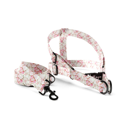 Pink Marble  Mongolia Personalized Dog Fashion Belt Harness And Leash Set