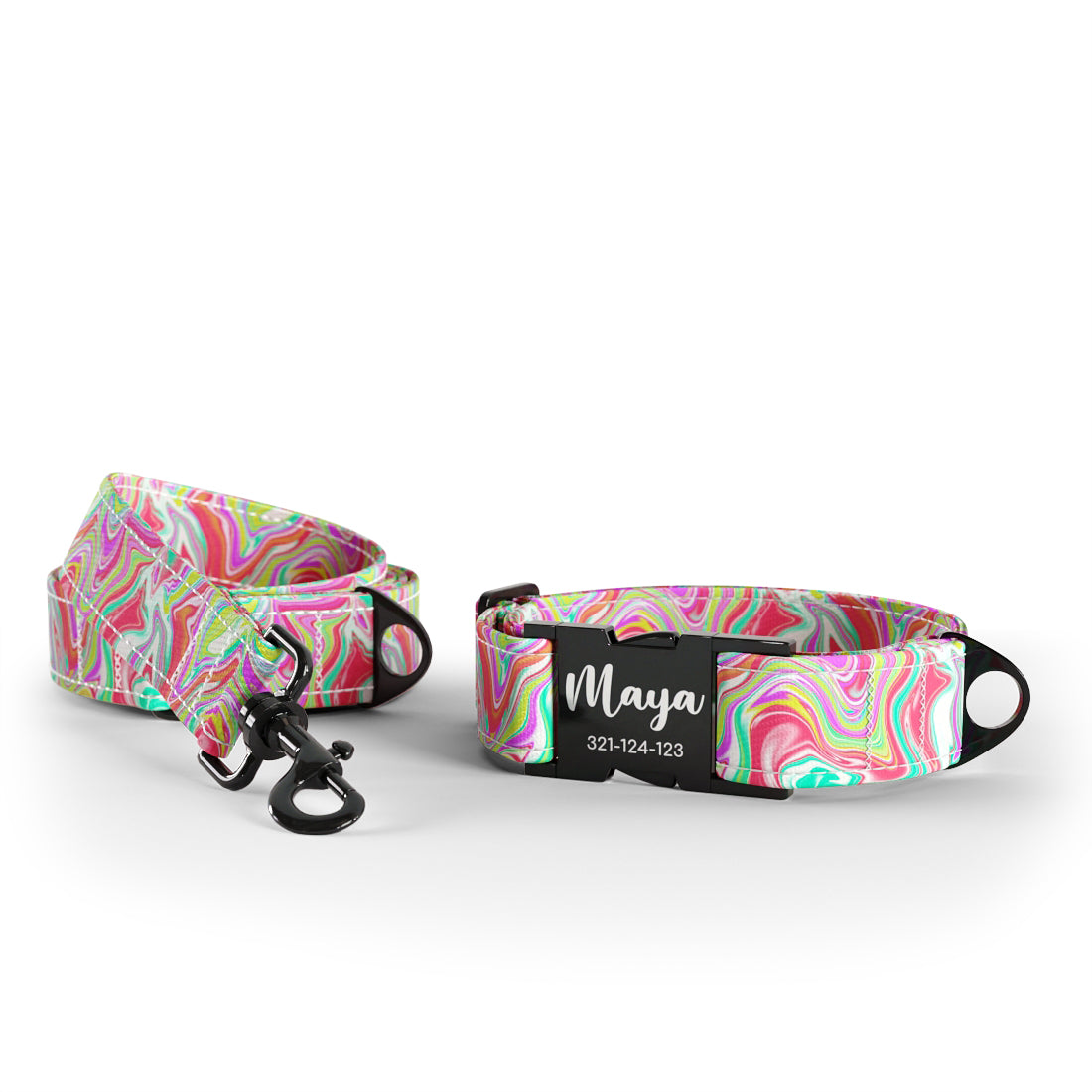 Water Marble  Flame Personalized Dog Collar