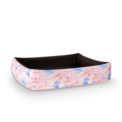 Tropical Leaves Holly Personalized Lounge Dog Bed With Sides