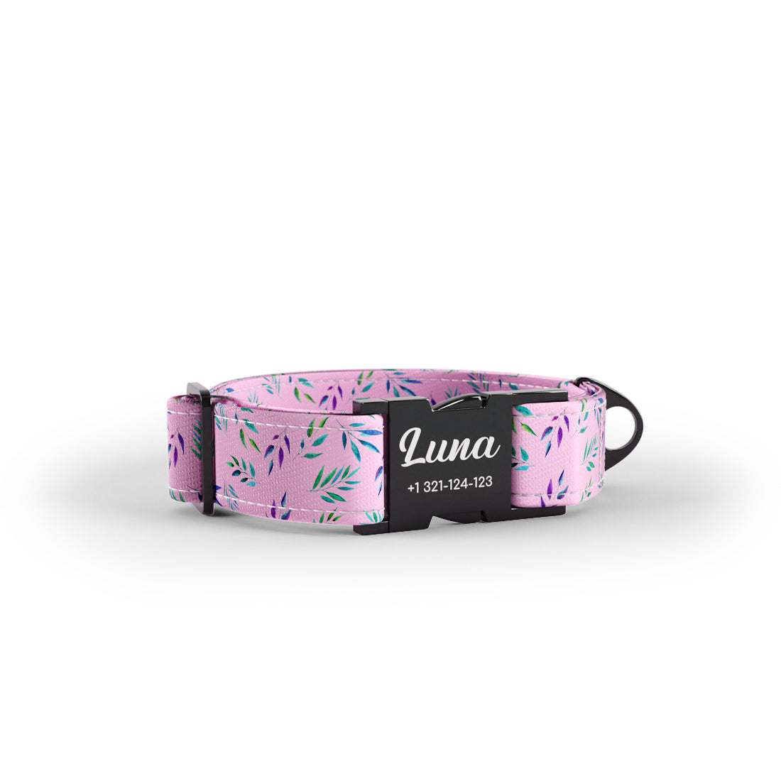 Tropical Flowers Charm Personalized Dog Collar