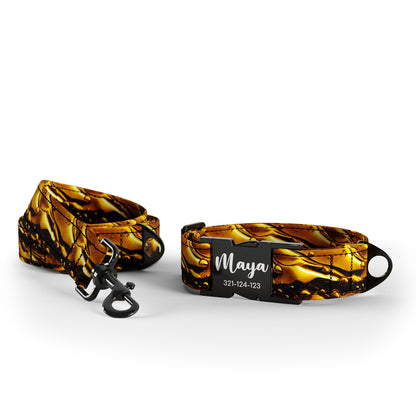 Liquid Metal  Cyber Personalized Dog Collar And Leash Set