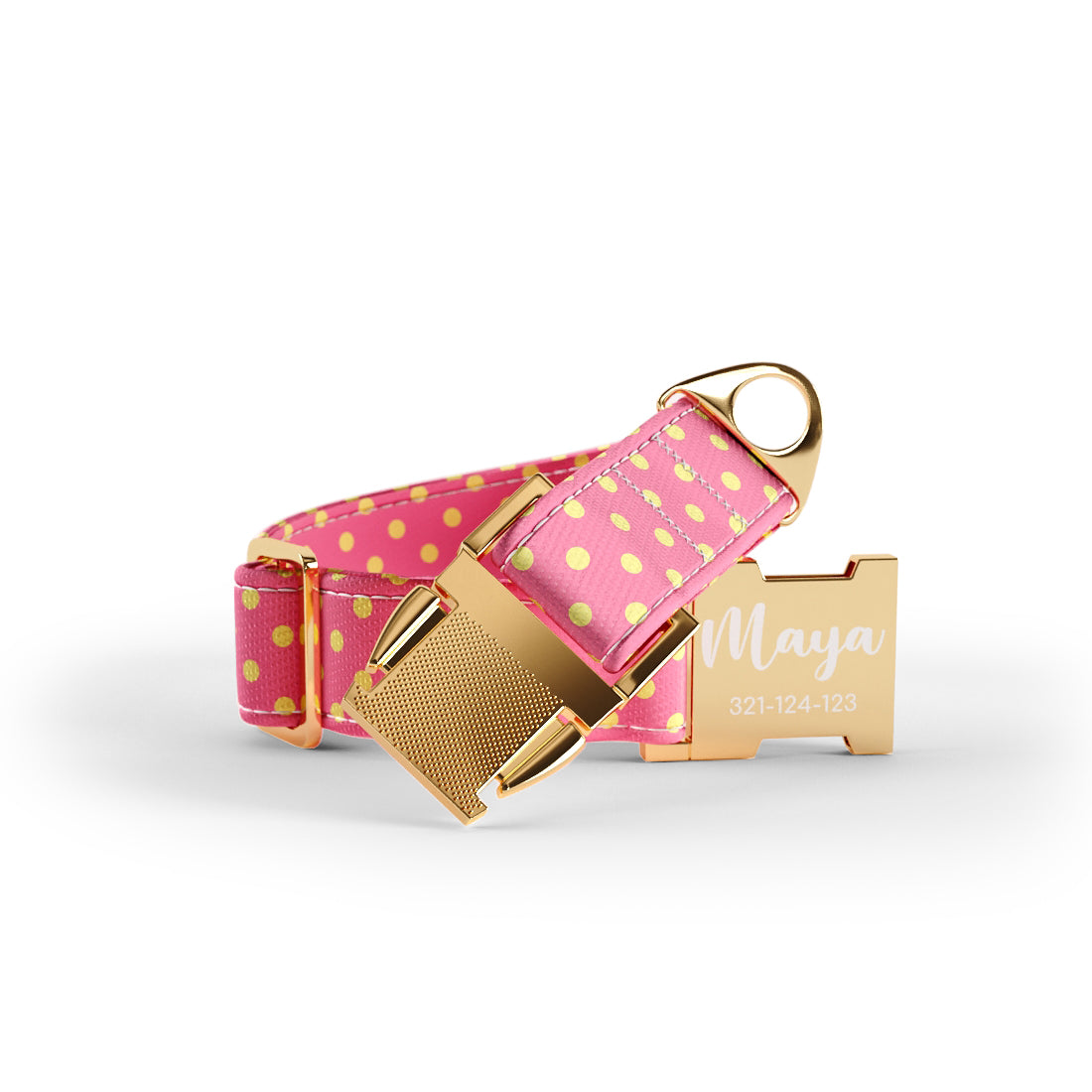 Trio Polka Dot Pale Personalized Dog Collar And Leash Set