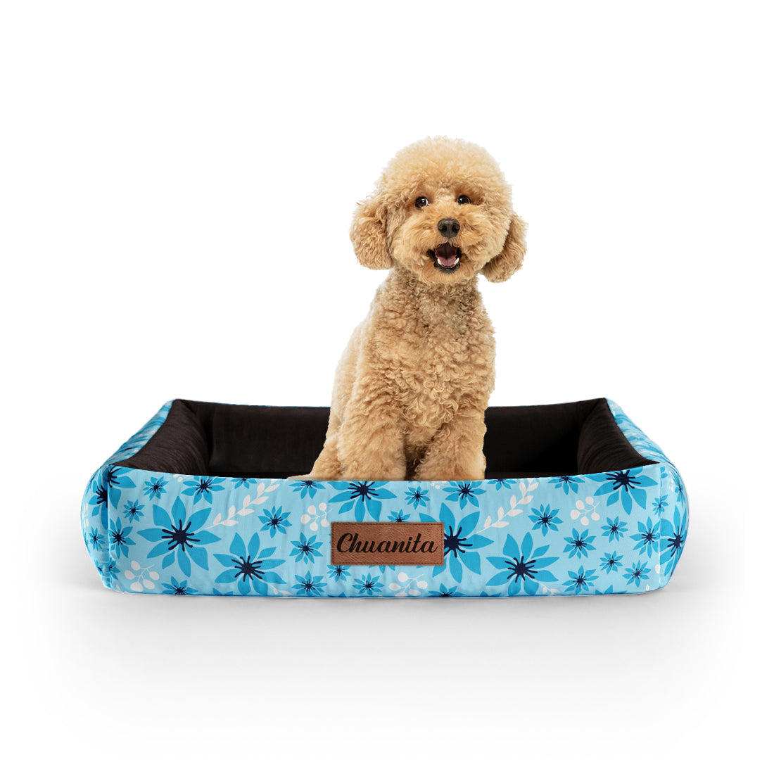 Summer Flowers Bizzard Personalized Lounge Dog Bed With Sides