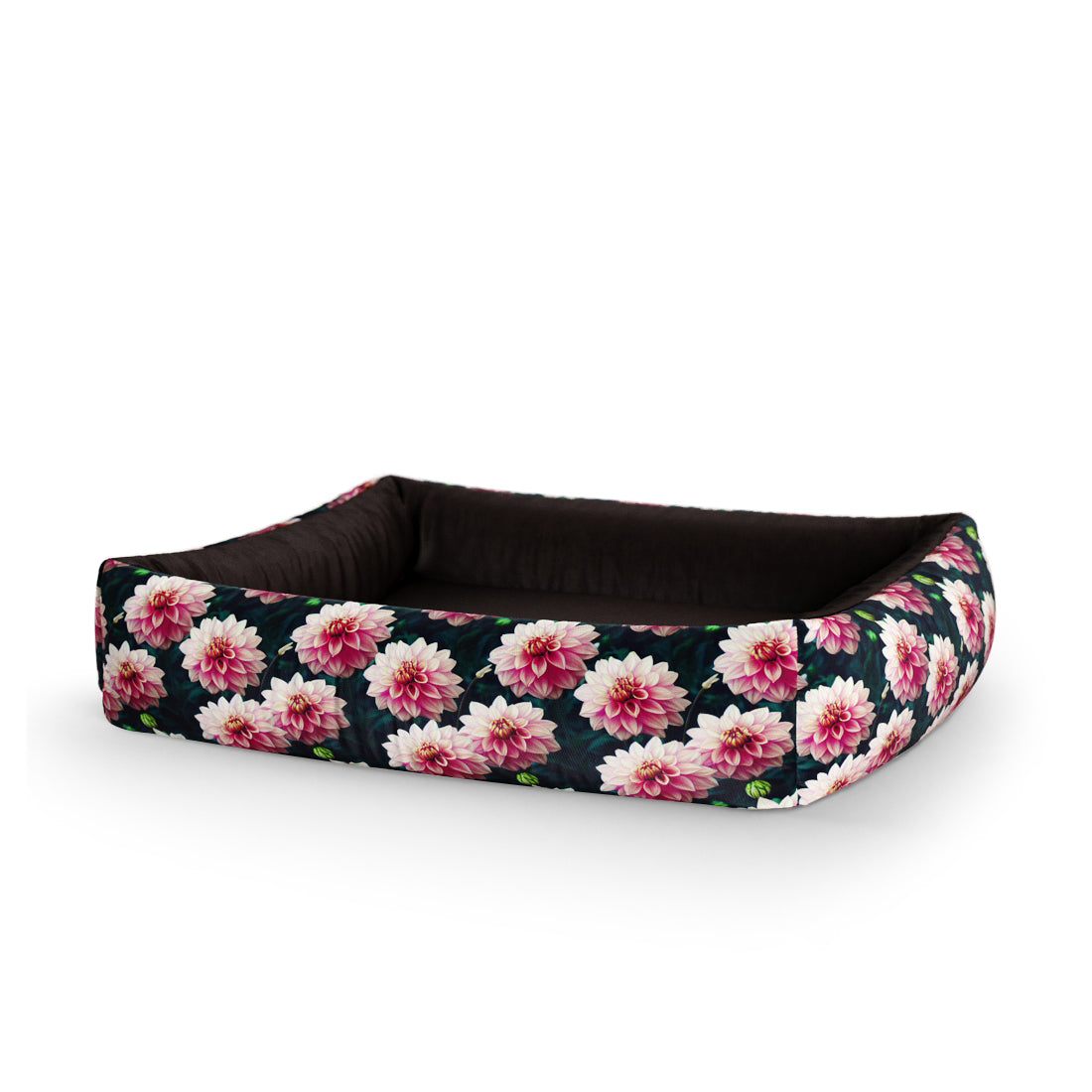 Dahila Flowers Imperial Personalized Lounge Dog Bed With Sides