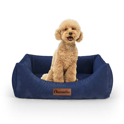 Luxury Velvet Look Royal Personalized Lounge Dog Bed With Entrance