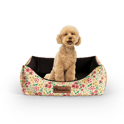 Wild Forest Flowers Jasmine Personalized Lounge Dog Bed With Entrance