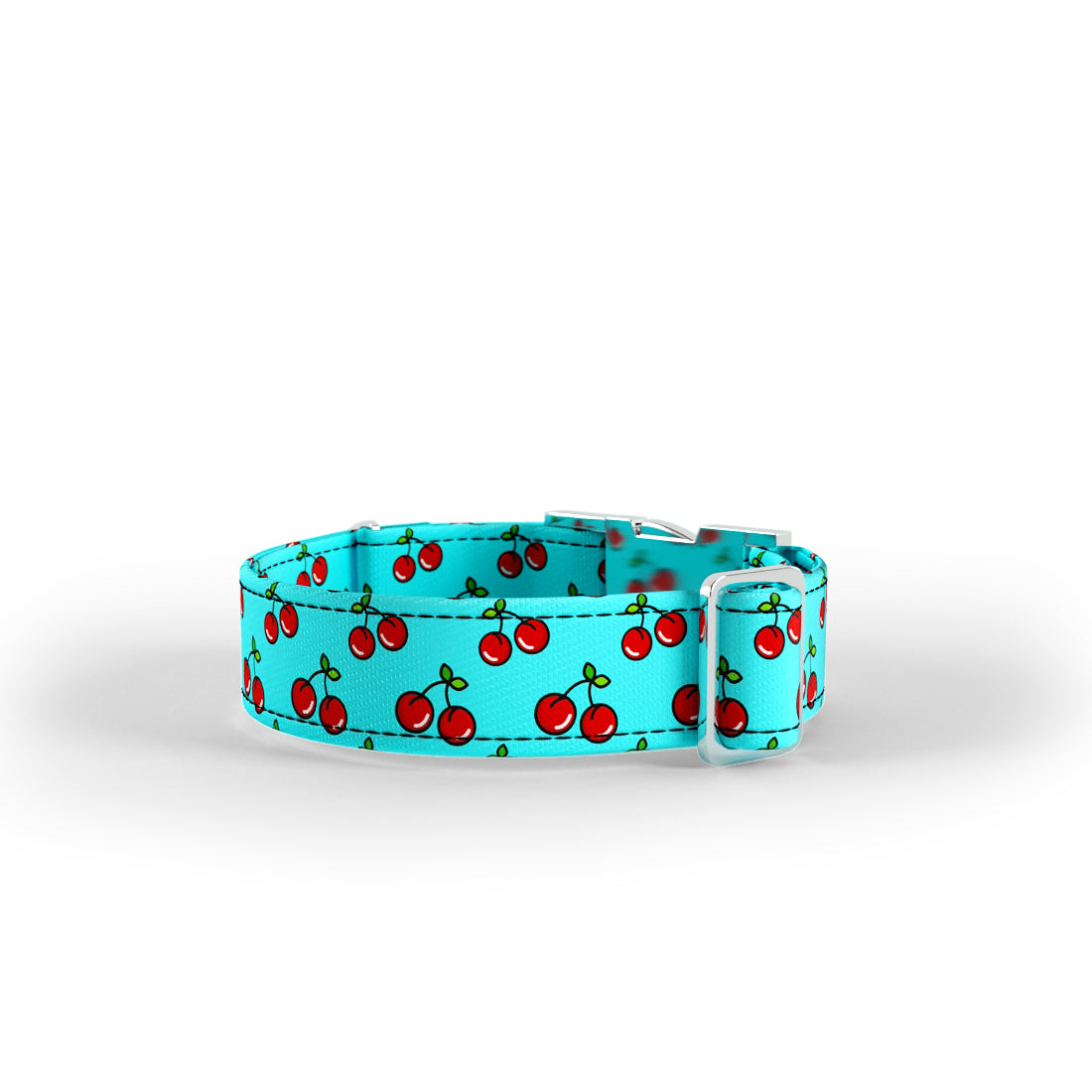 Cherries Mint Personalized Dog Collar