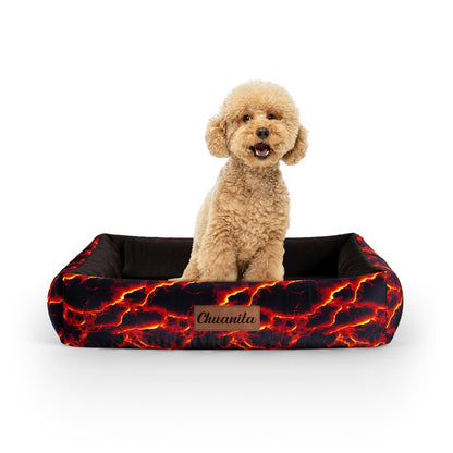 Fire Flames Maximum Personalized Lounge Dog Bed With Sides