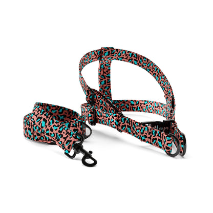 Leopard Genta Personalized Dog Fashion Belt Harness And Leash Set