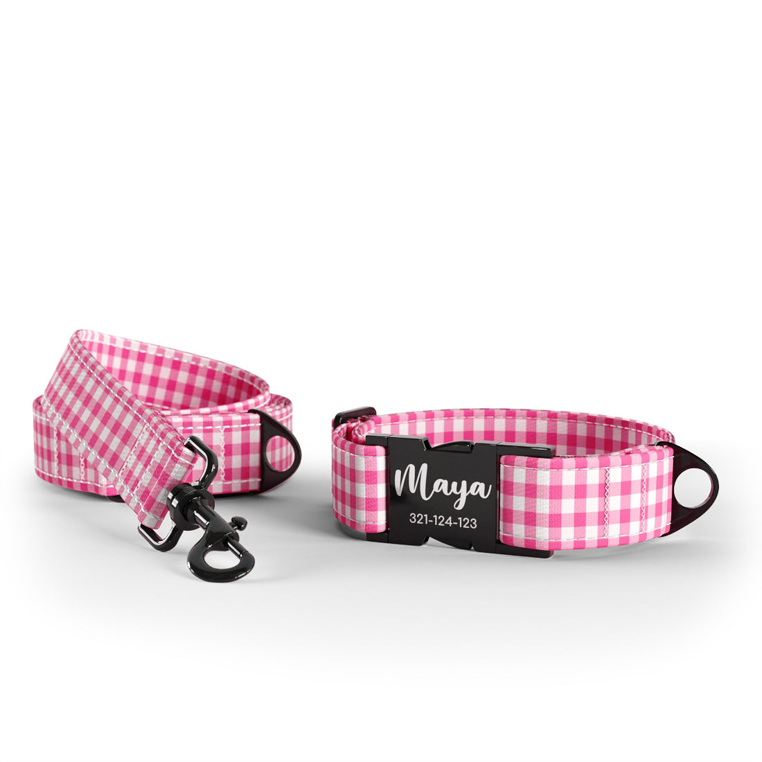 Trio Polka Dot Winter Sky Personalized Dog Collar And Leash Set