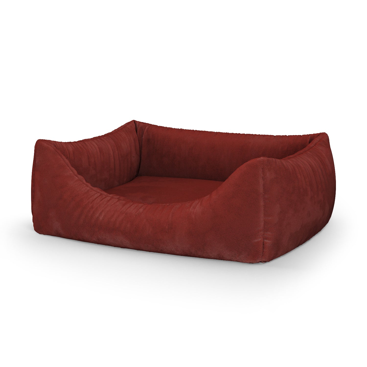 Luxury Velvet Look Mahogany Personalized Lounge Dog Bed With Entrance