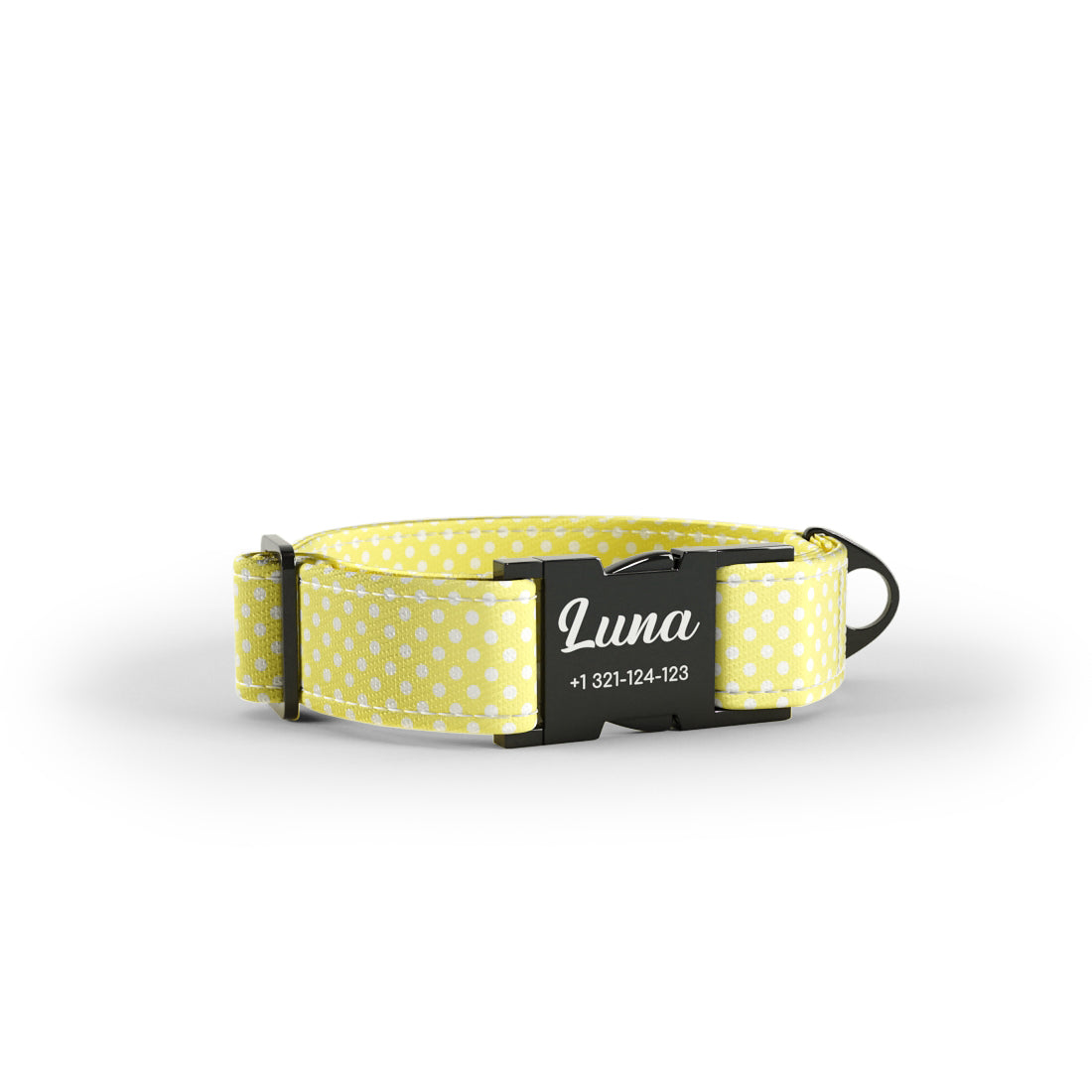 Sweat Polka Dots Aureolin Personalized Dog Collar And Leash Set