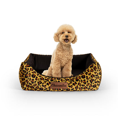 Crazy Leopard Persian Personalized Lounge Dog Bed With Entrance