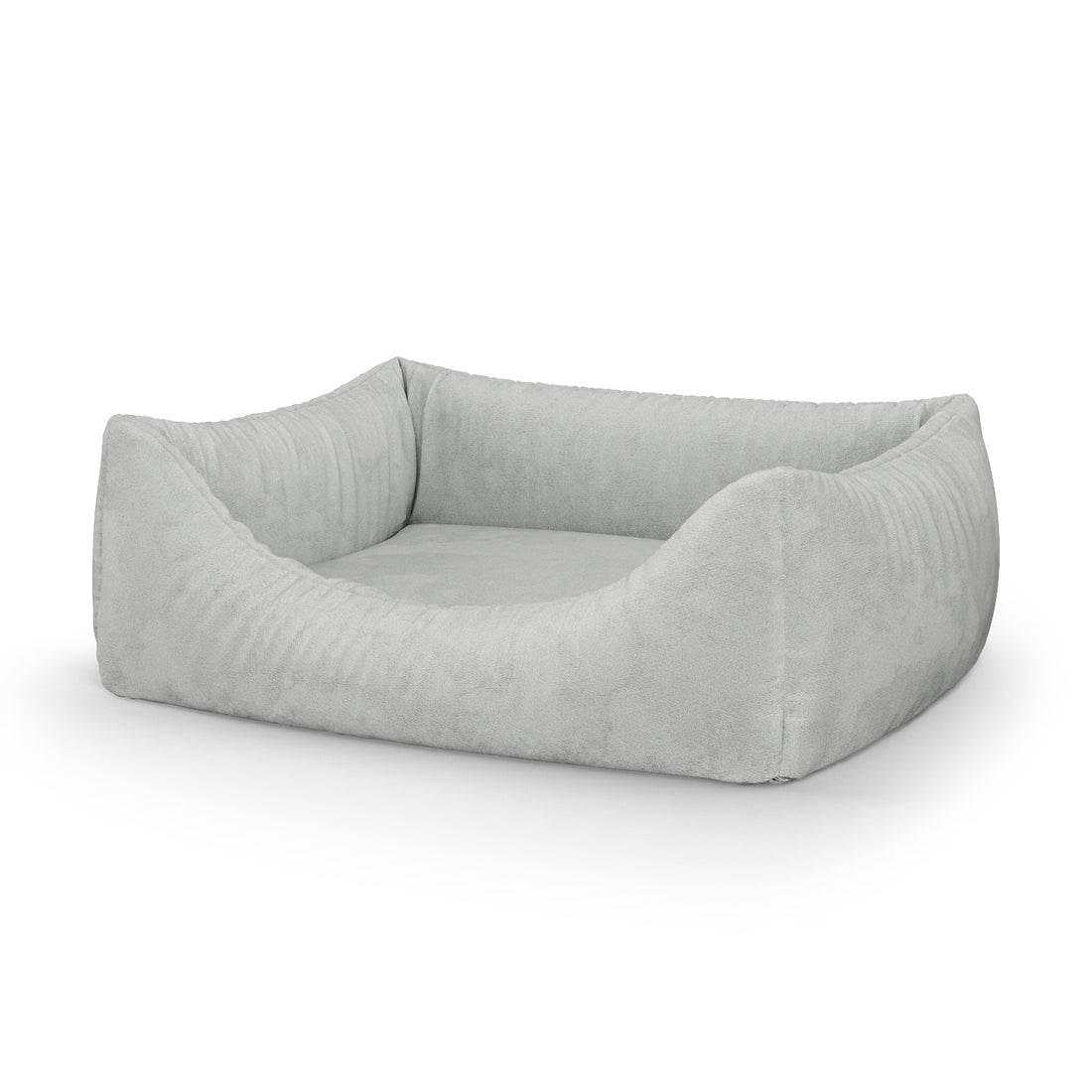 Luxury Velvet Look Silver Personalized Lounge Dog Bed With Entrance