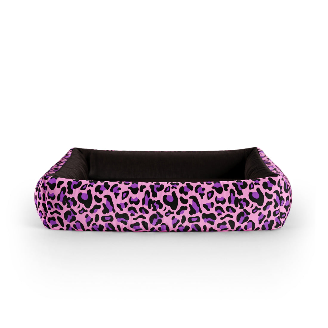 Crazy Leopard Magenta Personalized Lounge Dog Bed With Sides