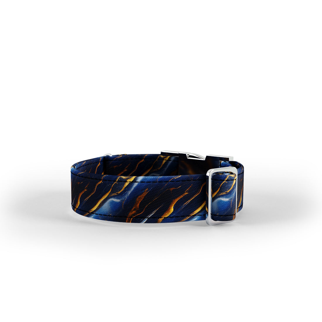 Blue Gold Marble  Azure Personalized Dog Collar