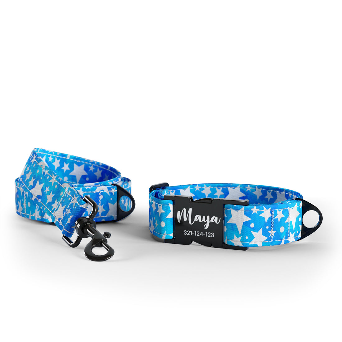 Deep Stars Dodger Personalized Dog Collar And Leash Set