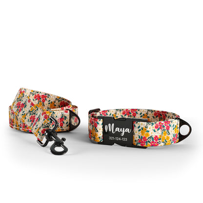 Personalisiertes Hundehalsband mit Liberty Flowers Mango