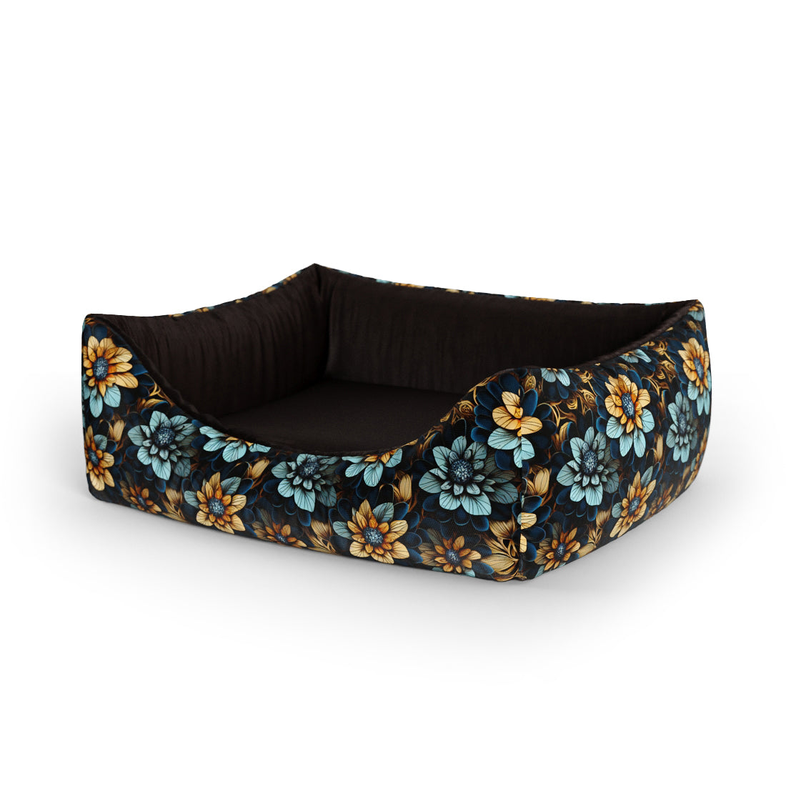 Painted Flowers Opal Personalized Lounge Dog Bed With Entrance