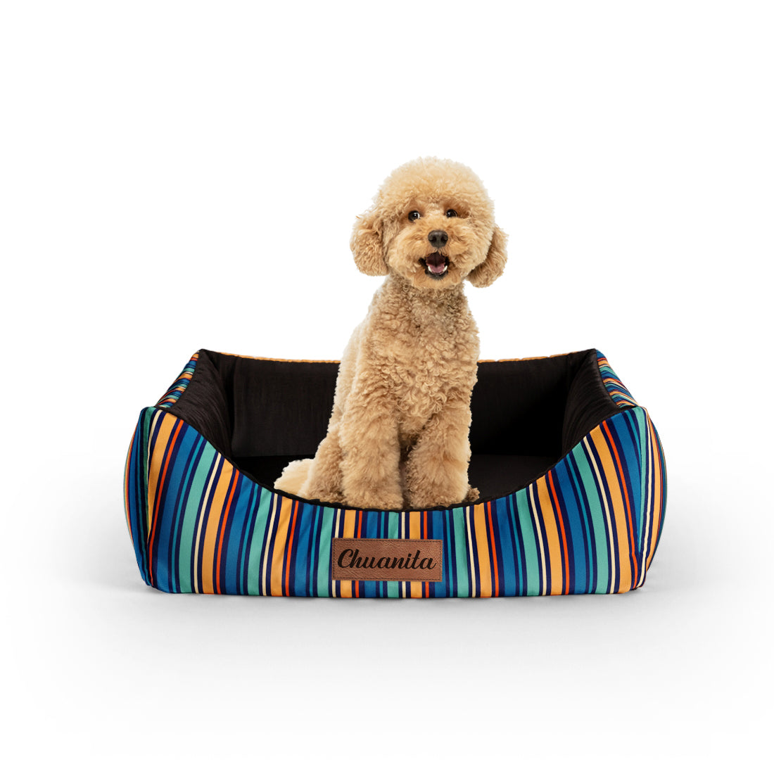 Personalisiertes Lounge-Hundebett im Boho-Stil mit Eingang