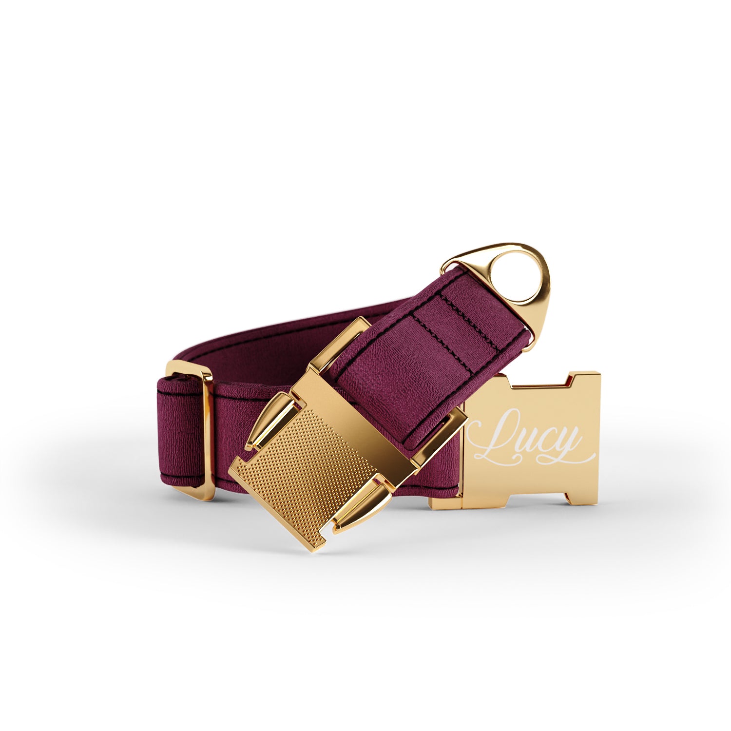 Samt-Look Jazzberry personalisiertes Hundehalsband