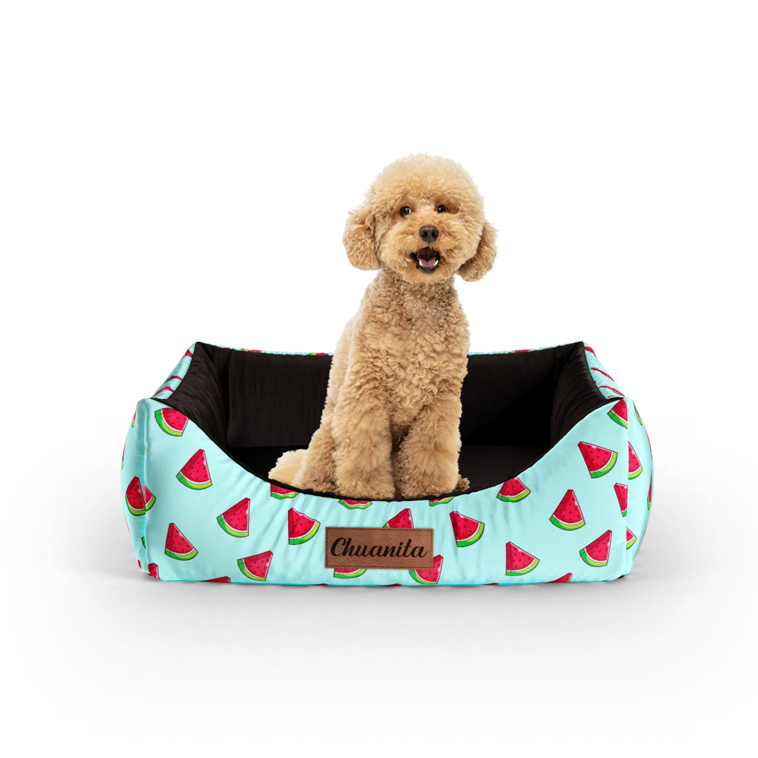 Wattermelon Jungle Personalized Lounge Dog Bed With Entrance