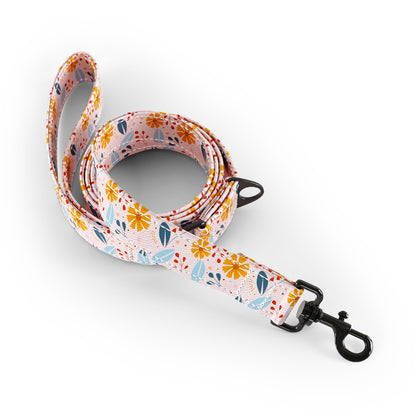 Folkloer Flowers Vanilla Personalized Dog Fashion Belt Harness And Leash Set