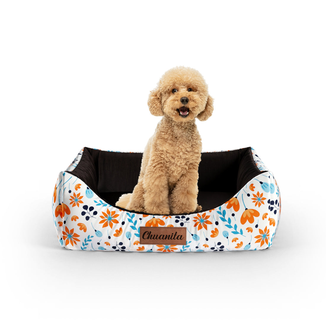 Summer Flowers Alice Personalized Lounge Dog Bed With Entrance