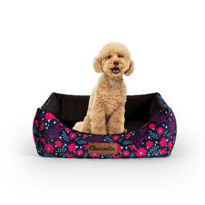 Folclore Flowers Flirt Personalized Lounge Dog Bed With Entrance