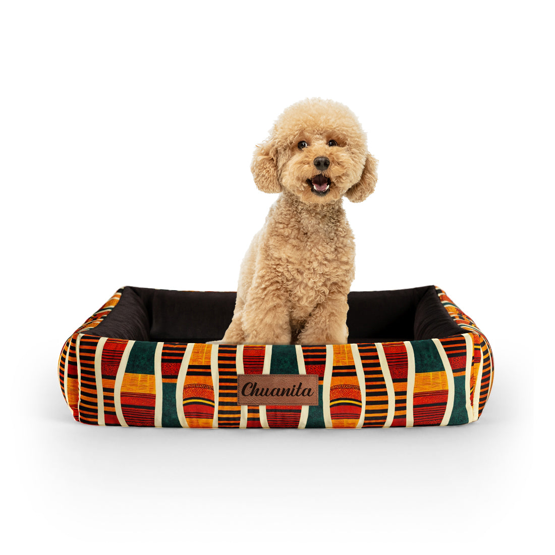 African Naples Personalized Lounge Dog Bed With Sides