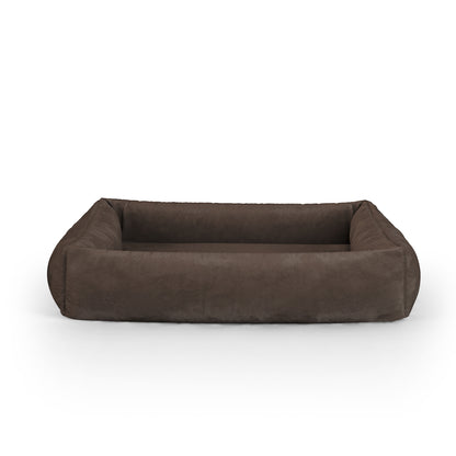 Luxury Velvet Look Saddle Personalized Lounge Dog Bed With Sides