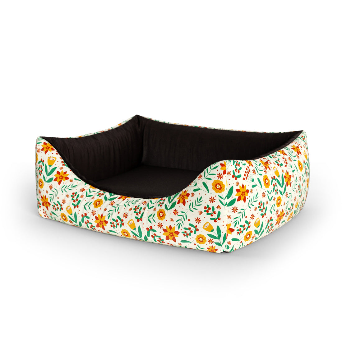 Wild Forest Flowers Marii Personalized Lounge Dog Bed With Entrance