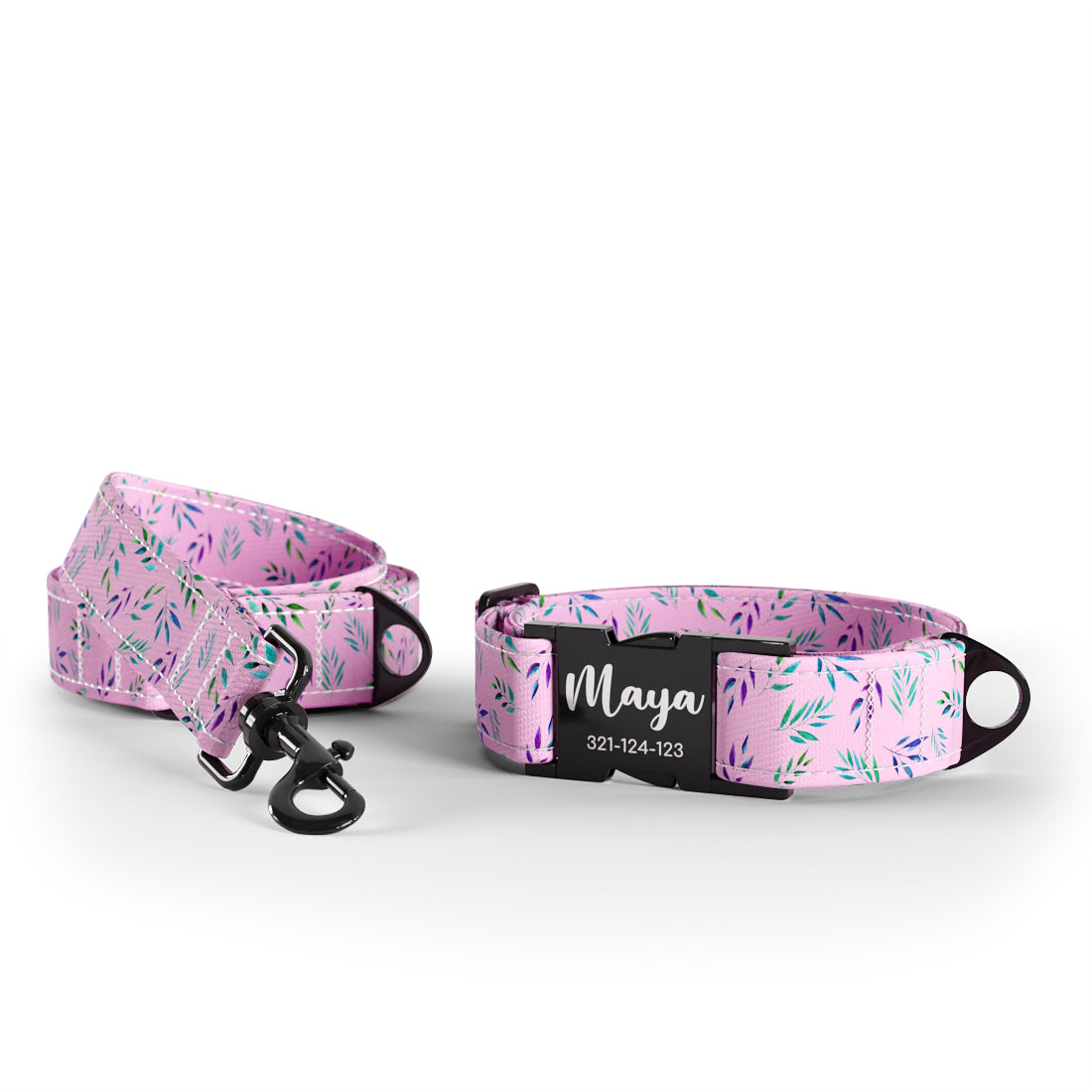 Tropical Flowers Charm Personalized Dog Collar