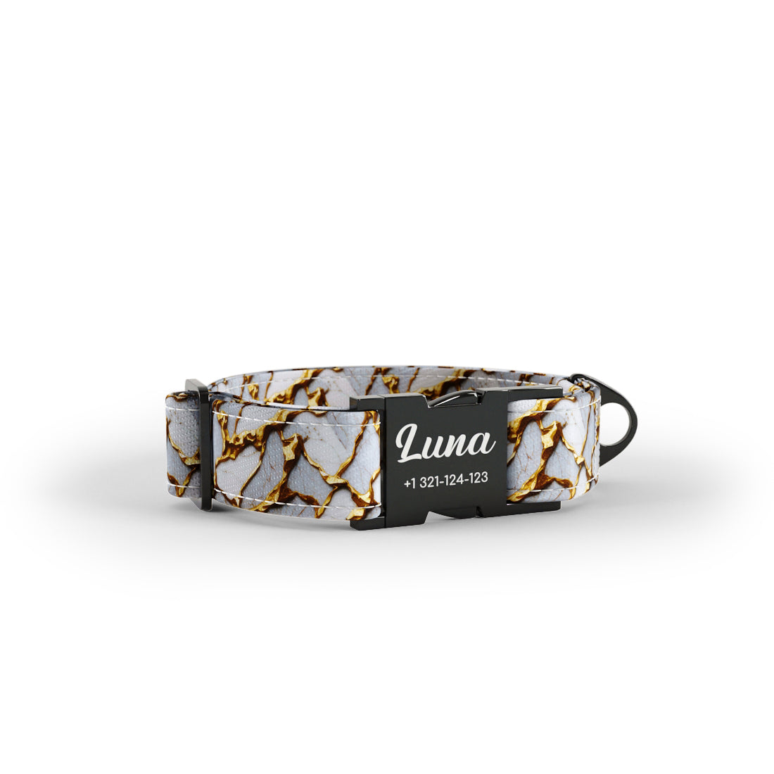 Gold Marble Marigold Personalized Dog Collar