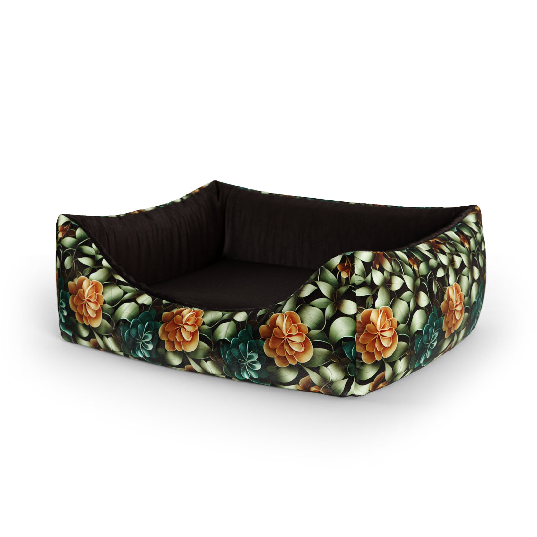 Deep Flowers Bud Personalized Lounge Dog Bed With Entrance