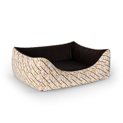 Gold Marble Champagne Personalized Lounge Dog Bed With Entrance