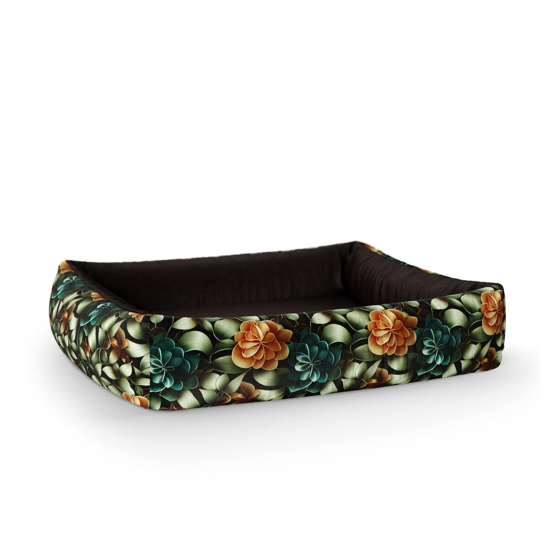 Deep Flowers Bud Personalisiertes Lounge-Hundebett mit Seiten