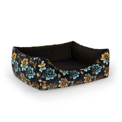 Painted Flowers Opal Personalized Lounge Dog Bed With Entrance