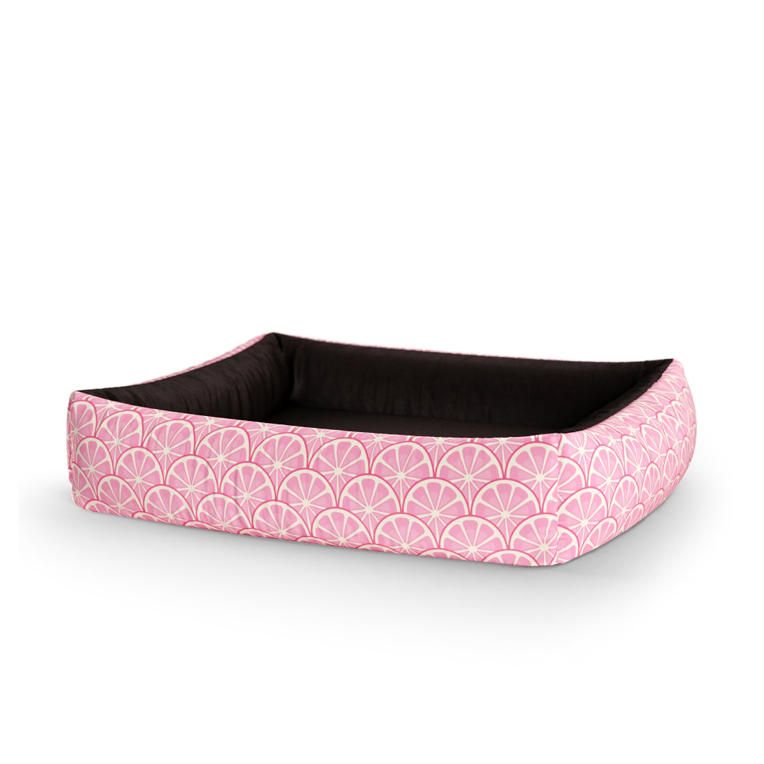 Pink Lemonade Cotton Personalized Lounge Dog Bed With Sides