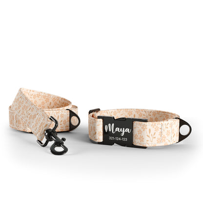 Minimal Flowers Misty Personalized Dog Collar