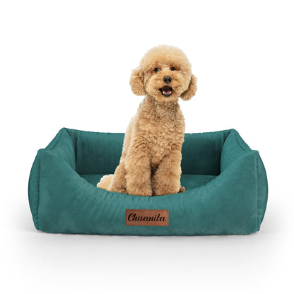 Luxury Velvet Look Sacramento Personalized Lounge Dog Bed With Entrance