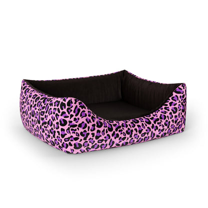 Crazy Leopard Magenta Personalized Lounge Dog Bed With Entrance